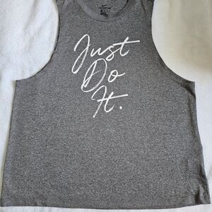 Nike Heather Gray Tank Top with White Script Workout XL Just Do It